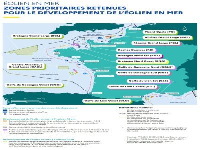 Cartographie des zones prioritaires pour le développement de l'éolien en mer. - Ministère de la Transition écologique