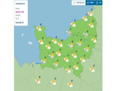 La météo de vendredi 22 novembre après-midi.