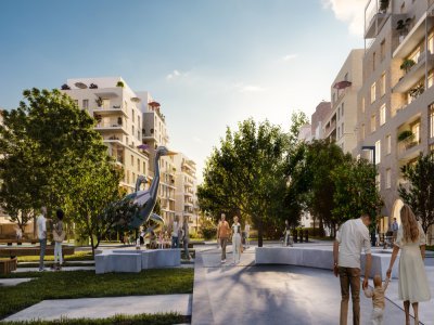 Les quatre îlots du quartier verront le jour autour d'un grand parc avec 400 arbres.  - Mag.archi