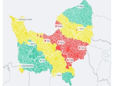 La carte des alertes d'ATMO Normandie pour lundi 17 février.