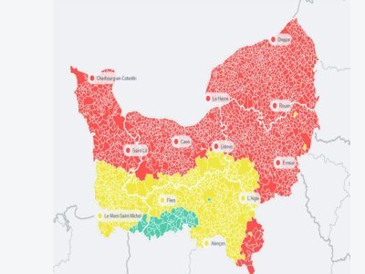 Carte de la pollution en Normandie lundi 3 mars. - ATMO Normandie