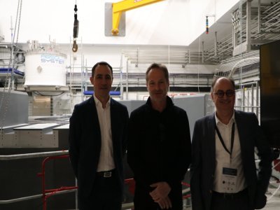 Christophe Rochais, vice-président de la recherche en Normandie (gauche), Alexandre Wahl, président du CYCLHAD (milieu), et Gabriel Gaubert, directeur général de CYCLHAD (droite).