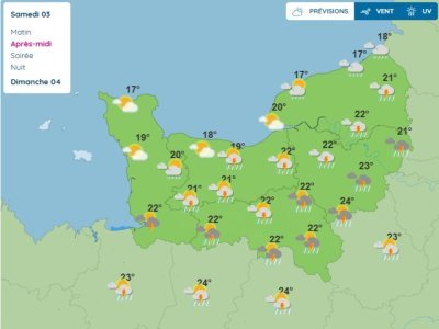 La météo de samedi après-midi. - Météo France