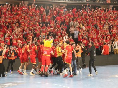 La joie caennaise une fois le but de Mario Dorado inscrit, dans un Palais des Sports totalement fou.