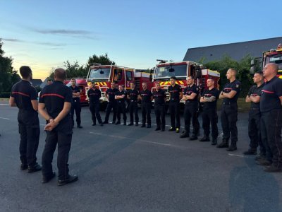 Le groupe est parti depuis l'état-major de Saint-Lô jeudi 17 juillet vers 22 heures. - SDIS50