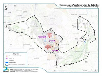 Carte de la zone concernée par l'interdiction de boire l'eau du robinet à La Glacerie. - Agence régionale de santé