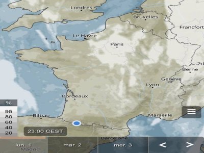 L'indice nuageux en France et dans la région. - Météo