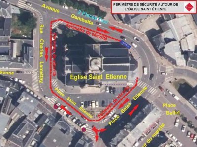 Nouveau plan de circulation autour de l'église Saint-Etienne. - Ville de Fécamp