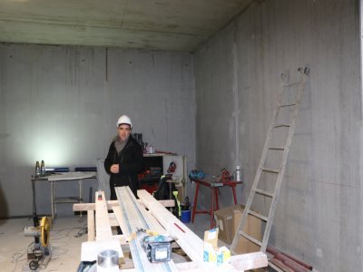 Dans cette pièce au mur de béton de 30cm, prendra place le TEP Scan. - Thibault Lecoq