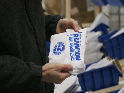 Les chaussettes du club Run'in Paradise, à Caen.