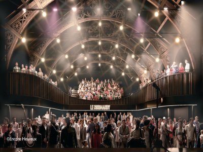 La scène va changer de sens, vers l'actuelle entrée. Une fosse accueillera les spectateurs, avec aussi un étage. Deux bras vont longer les murs au-dessus de la fosse pour s'approcher de la scène. - Encore Heureux