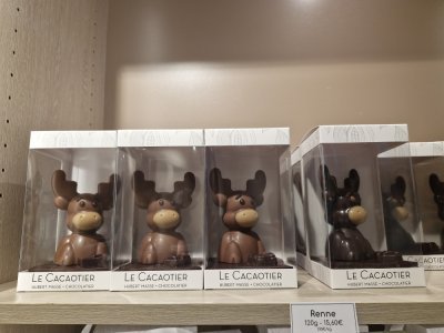 Le Cacaotier propose des rennes en chocolat à Rouen pour Noël. - Justine Carrère