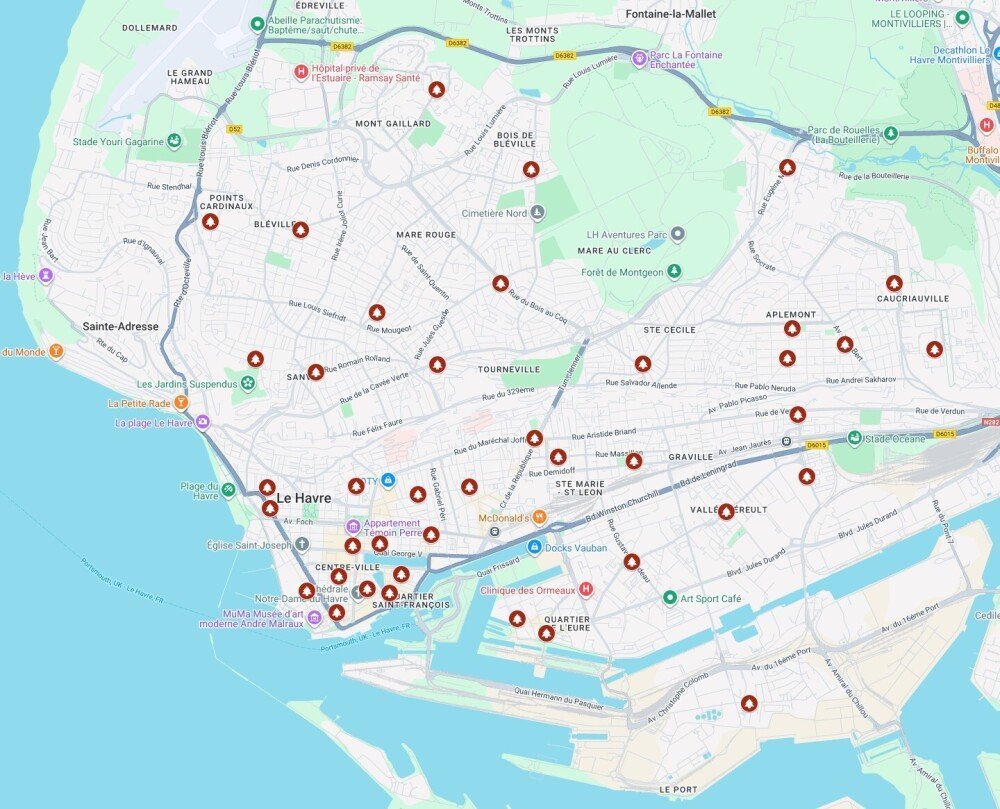 Points de collecte des sapins de No&euml;l.