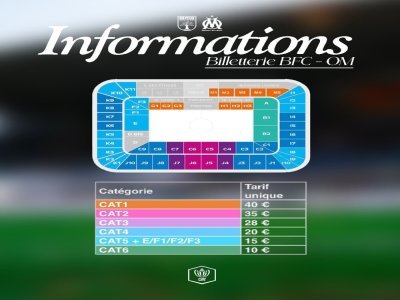 Voici les prix des places pour le match Bayeux FC - Olympique de Marseille, selon la cat&eacute;gorie. - Bayeux FC