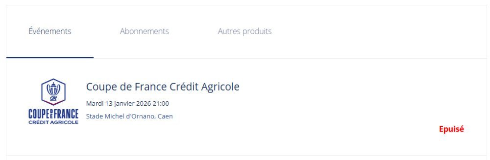 Tous les billets de la vente en ligne ont &eacute;t&eacute; vendus en l'espace d'une heure sur le site internet du SM Caen.