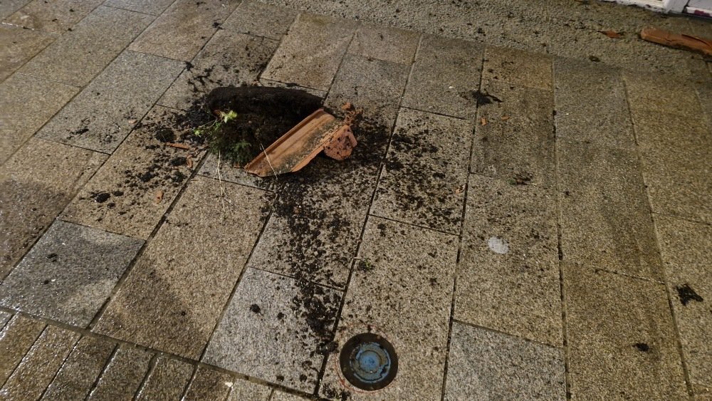 Une jardini&egrave;re a termin&eacute; sa course au sol, &agrave; Cherbourg.