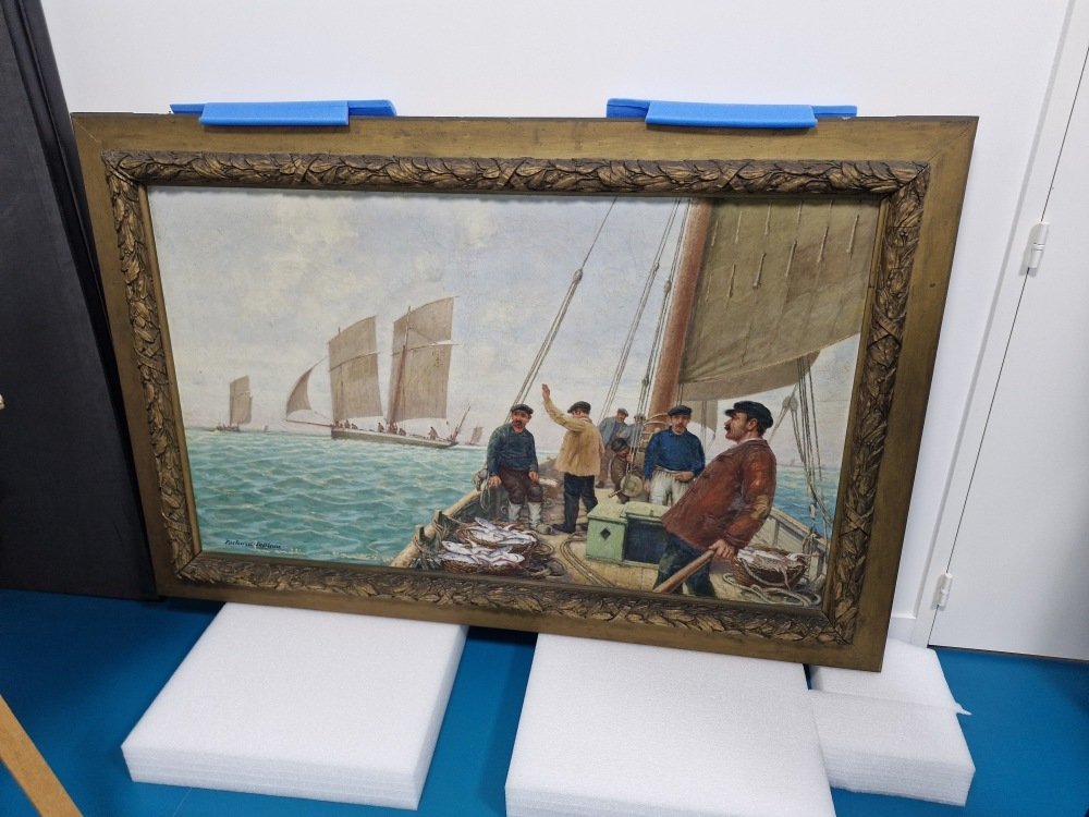 Il a acquis aussi ce Retour de p&ecirc;che du peintre granvillais Richard Le Blanc.