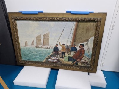 Il a acquis aussi ce Retour de p&ecirc;che du peintre granvillais Richard Le Blanc. - Thibault Lecoq