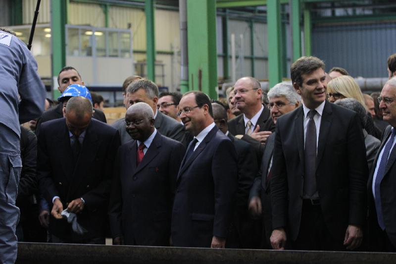 Arnaud Montebourg, ministre du redressement productif, était aussi de la visite. - Benoît Merlet
